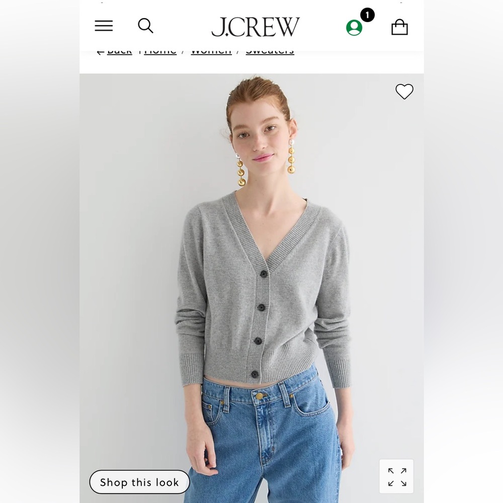 NWT J.Crew cashmere cropped v-neck cardigan sweater